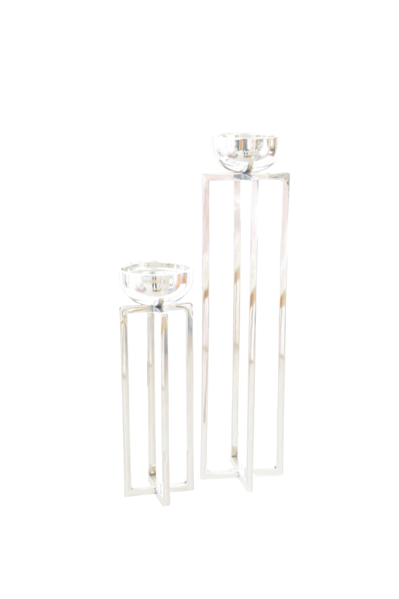 030 Conjunto de Castiçais Retangulares Minimalistas Prateados - Image 1