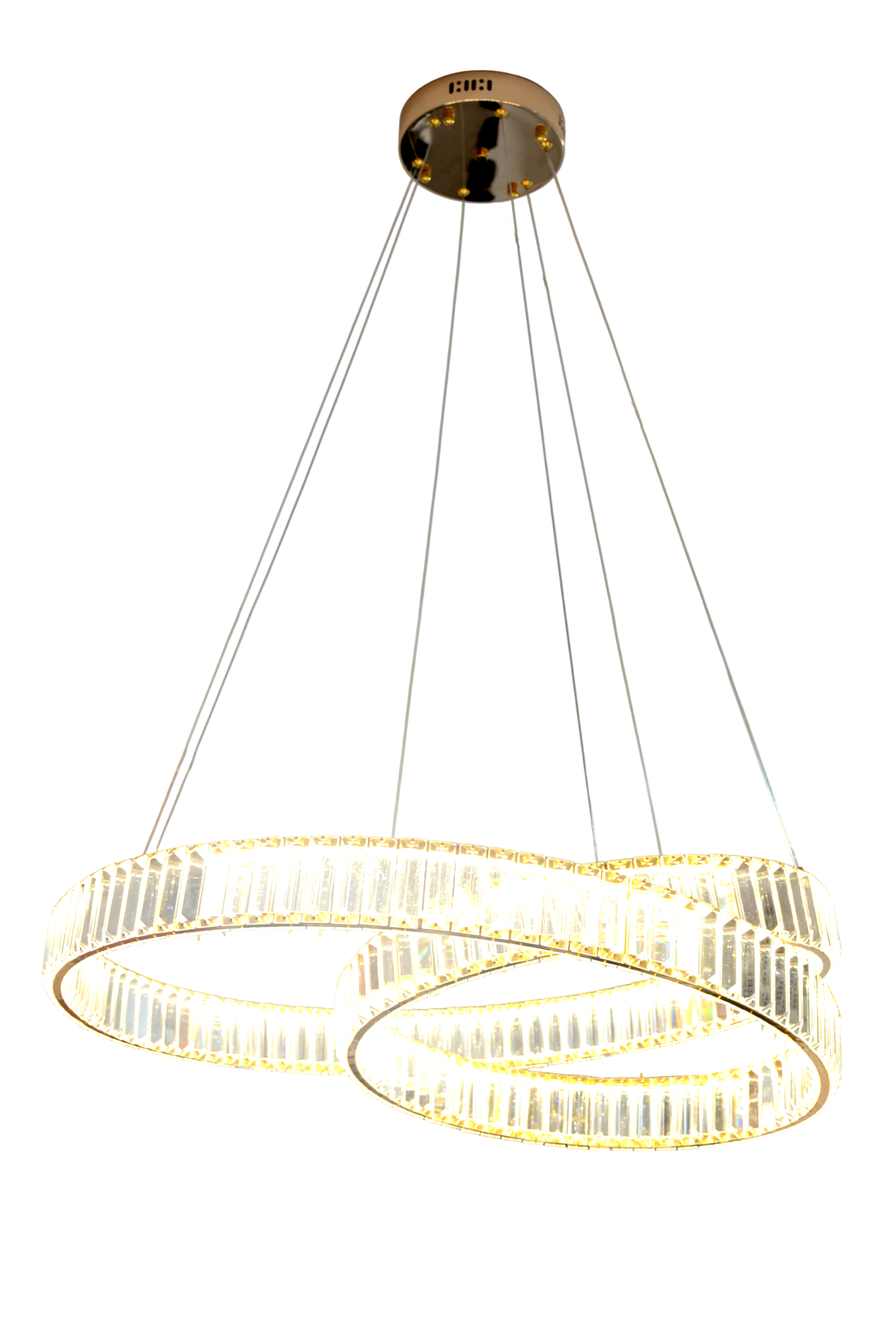 2 - CT Candeeiro Suspenso Anéis LED Cristais Dourado - Image 1