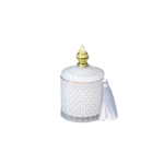Caixa Decorativa Azul-Gelo com Vela e Borla Dourada
