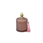 Caixa Decorativa Rosa-Blush com Vela e Borla Dourada