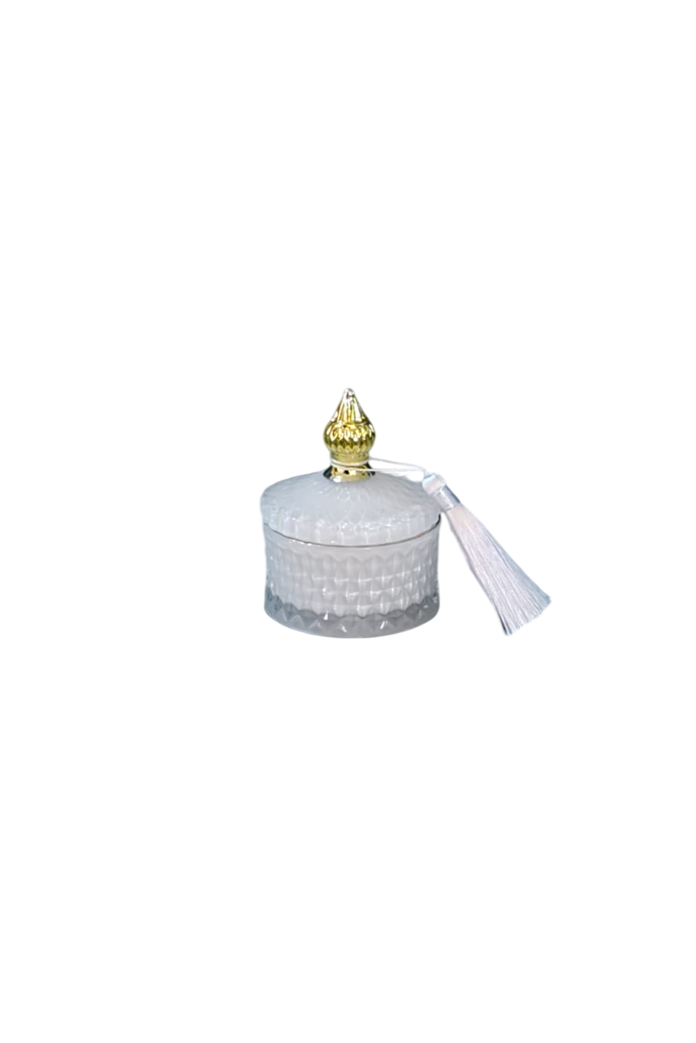 222 Mini Caixa Decorativa Azul-Gelo com Vela e Borla Dourada - Image 1