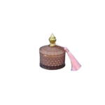 Mini Caixa Decorativa Rosa-Blush com Vela e Borla Dourada