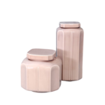 Conjunto de Potes Decorativos Facetados Rosa-Blush