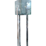 Floreira de Pé Alto em Vidro e Metal Prata