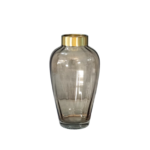 Jarra em Vidro Fumê com Rebordo Dourado