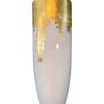 Vaso Alto Branco com Detalhe Dourado Superior