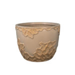 Vaso Baixo Bege com Relevo Escultural