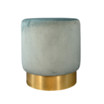 Pouf Cilíndrico Verde-Água com Base Dourada